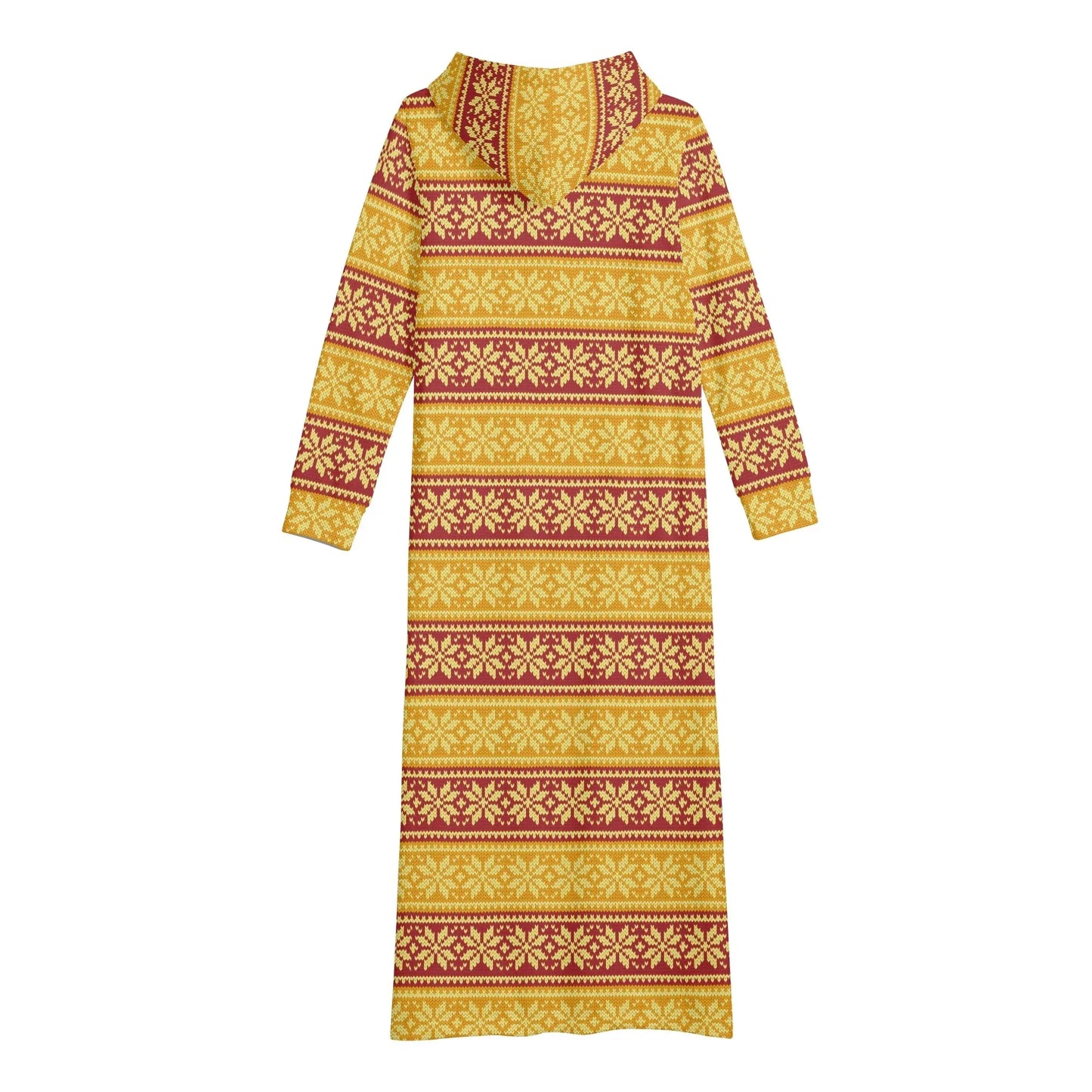 gelbe-schneeflocke-damen-maxi-hoodiekleid-knochellanges-kapuzenkleid-aus-weich-angerautem-fleece-hoodiekleid-jlr-design-5 - JLR Design