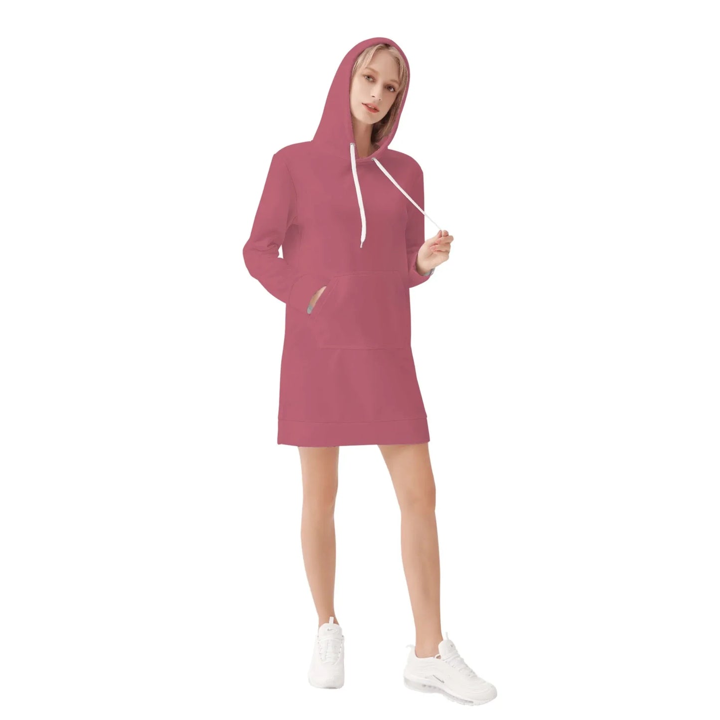 hippie-pinkes-damen-hoodiekleid-warmes-velvet-kapuzenkleid-aus-weichem-samt-fleece-hoodiekleid-jlr-design-4 - JLR Design