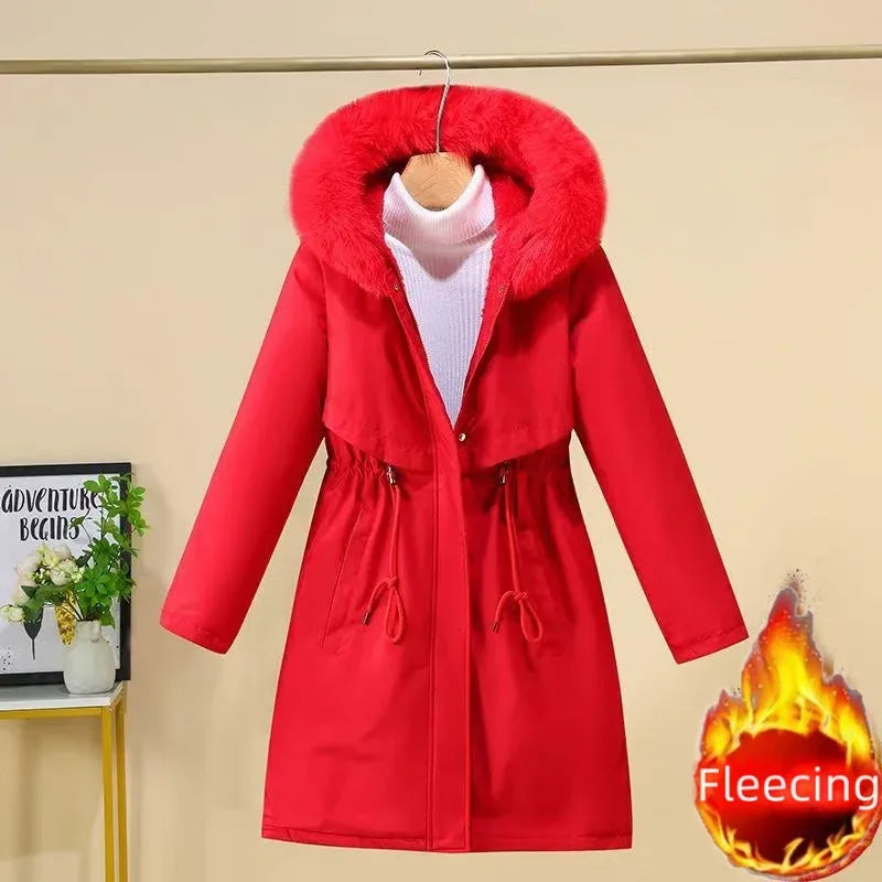 knielanger-damen-wintermantel-slim-fit-glanzender-mantel-im-korean-style-mit-baumwollfullung-jacke-jlr-design-20 - JLR Design