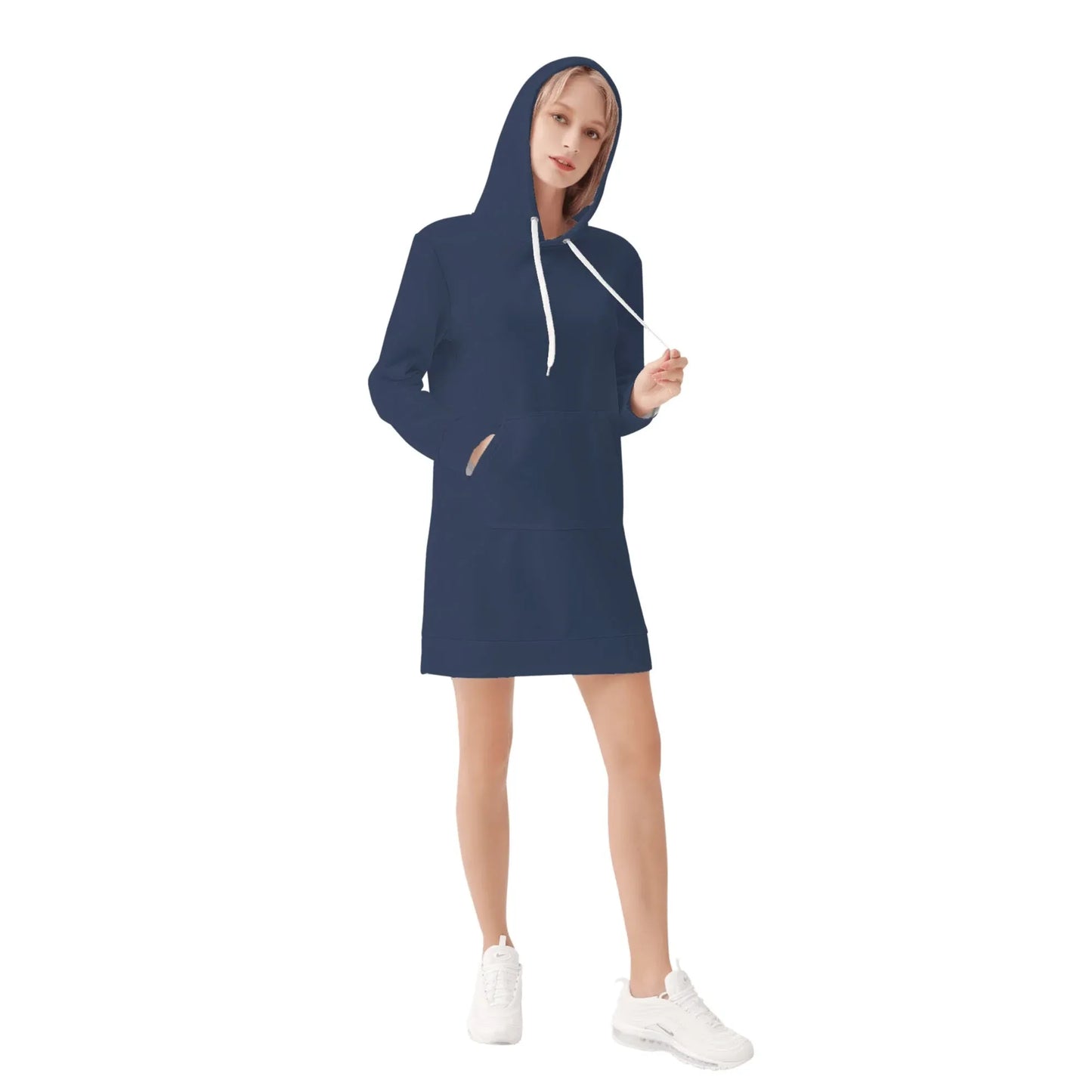 navy-damen-hoodiekleid-warmes-velvet-kapuzenkleid-aus-weichem-samt-fleece-hoodiekleid-jlr-design-4 - JLR Design
