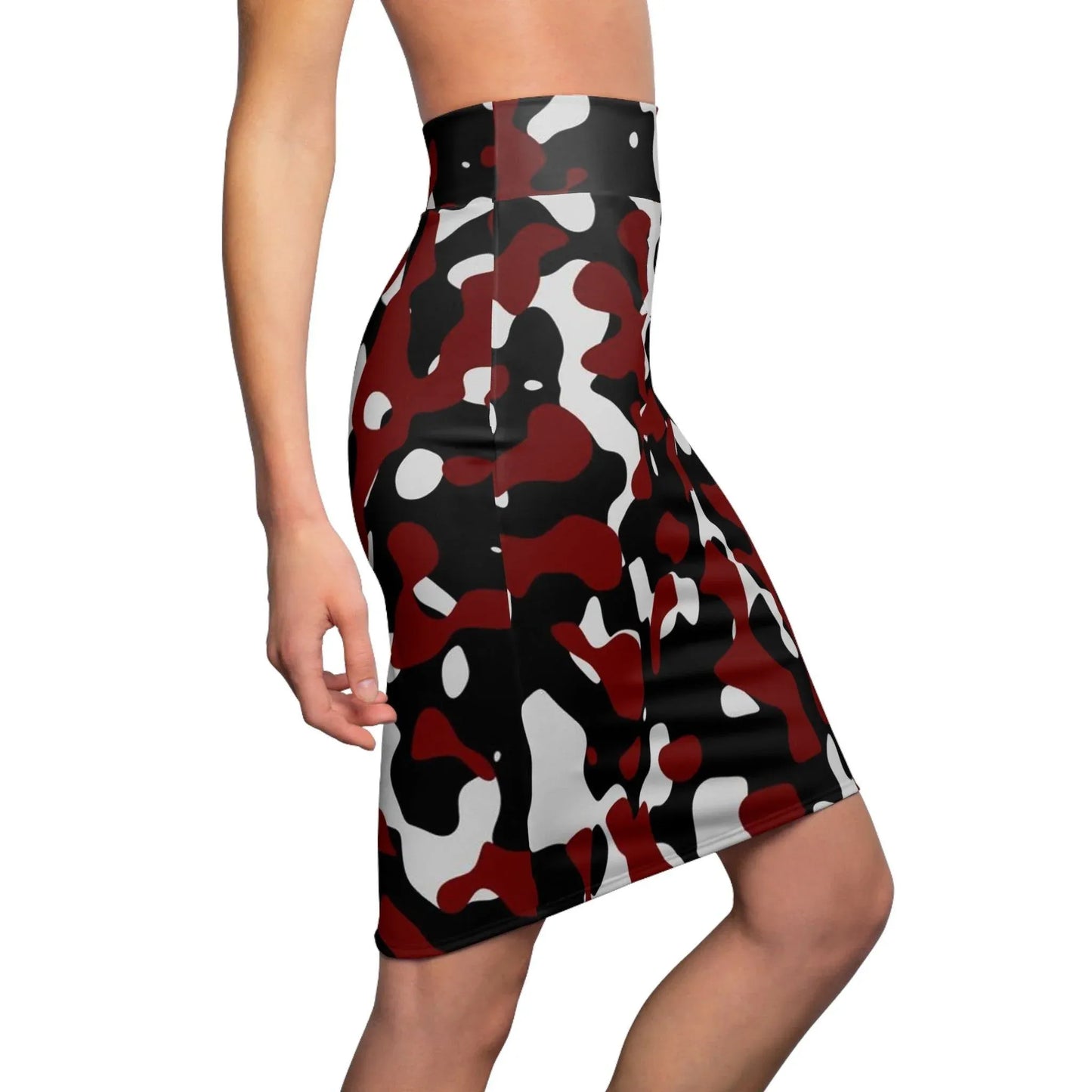 schwarz-rot-weiss-camouflage-bleistiftrock-fur-damen-eleganter-mid-waist-rock-mit-stretch-komfort-bleistiftrock-jlr-design-7 - JLR Design