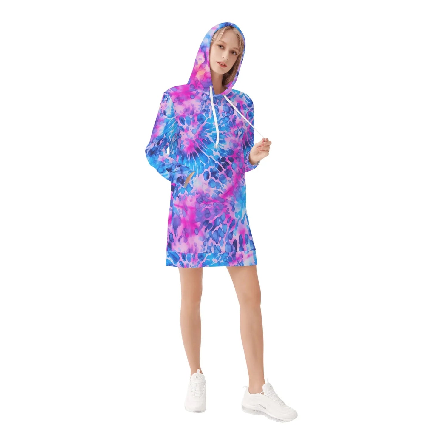 tie-dye-v1-damen-hoodiekleid-warmes-velvet-kapuzenkleid-aus-weichem-samt-fleece-hoodiekleid-jlr-design-4 - JLR Design