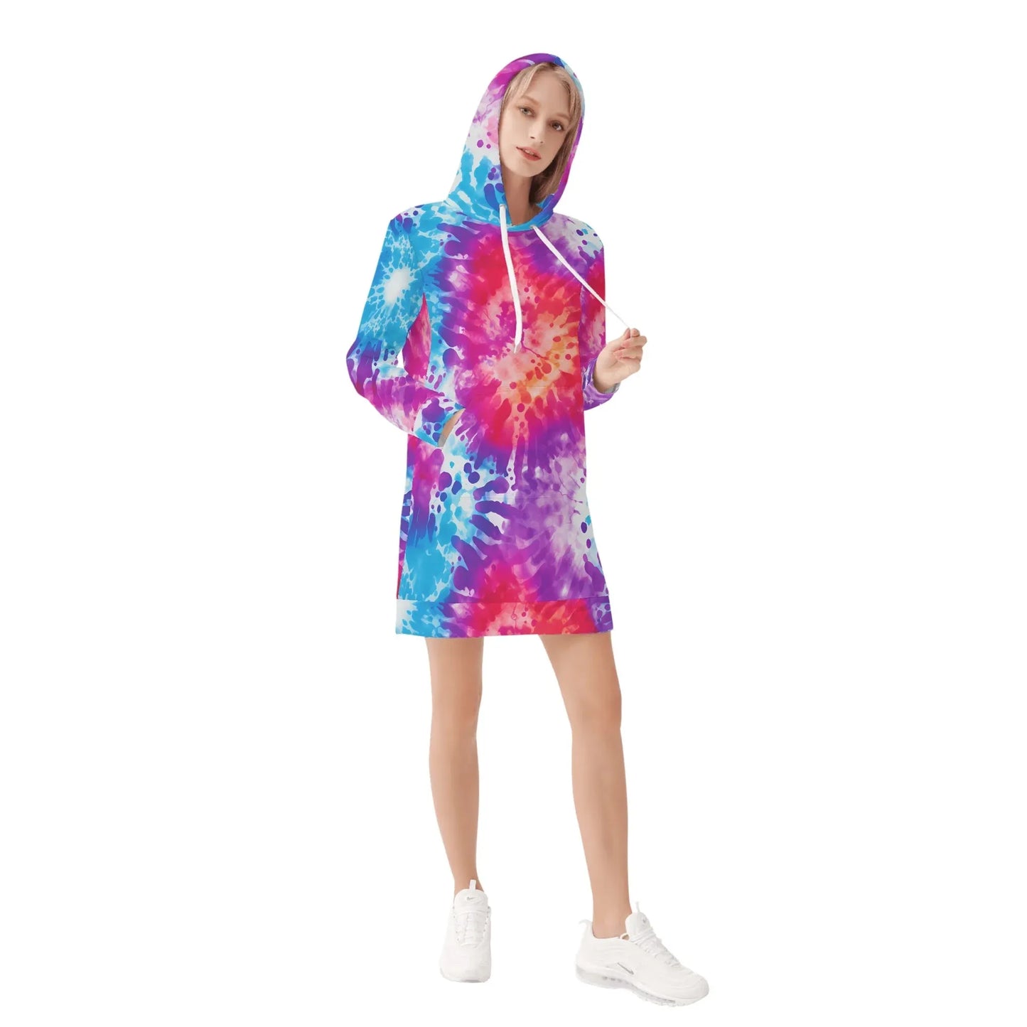 tie-dye-v2-damen-hoodiekleid-warmes-velvet-kapuzenkleid-aus-weichem-samt-fleece-hoodiekleid-jlr-design-4 - JLR Design