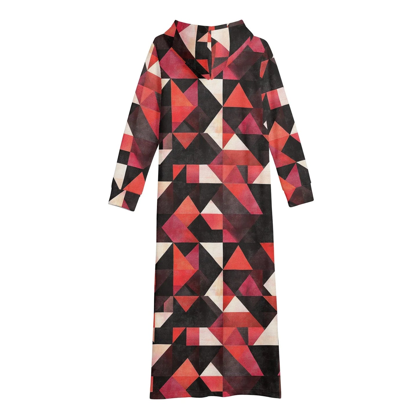 triangle-v6-damen-maxi-hoodiekleid-knochellanges-kapuzenkleid-aus-weich-angerautem-fleece-hoodiekleid-jlr-design-5 - JLR Design