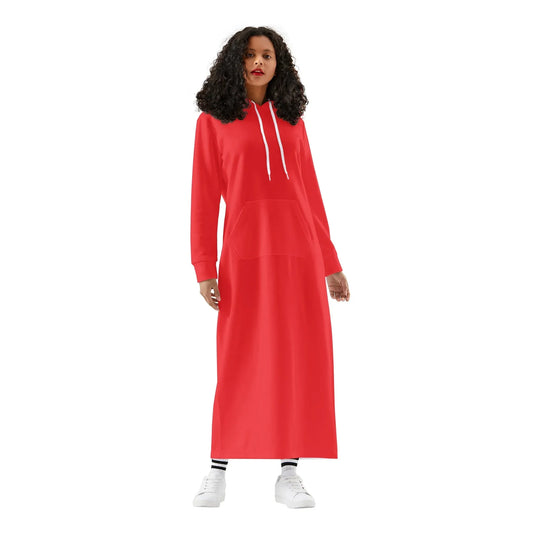 alizarinrotes-damen-maxi-hoodiekleid-knochellanges-kapuzenkleid-aus-weich-angerautem-fleece-hoodiekleid-jlr-design-1 - JLR Design