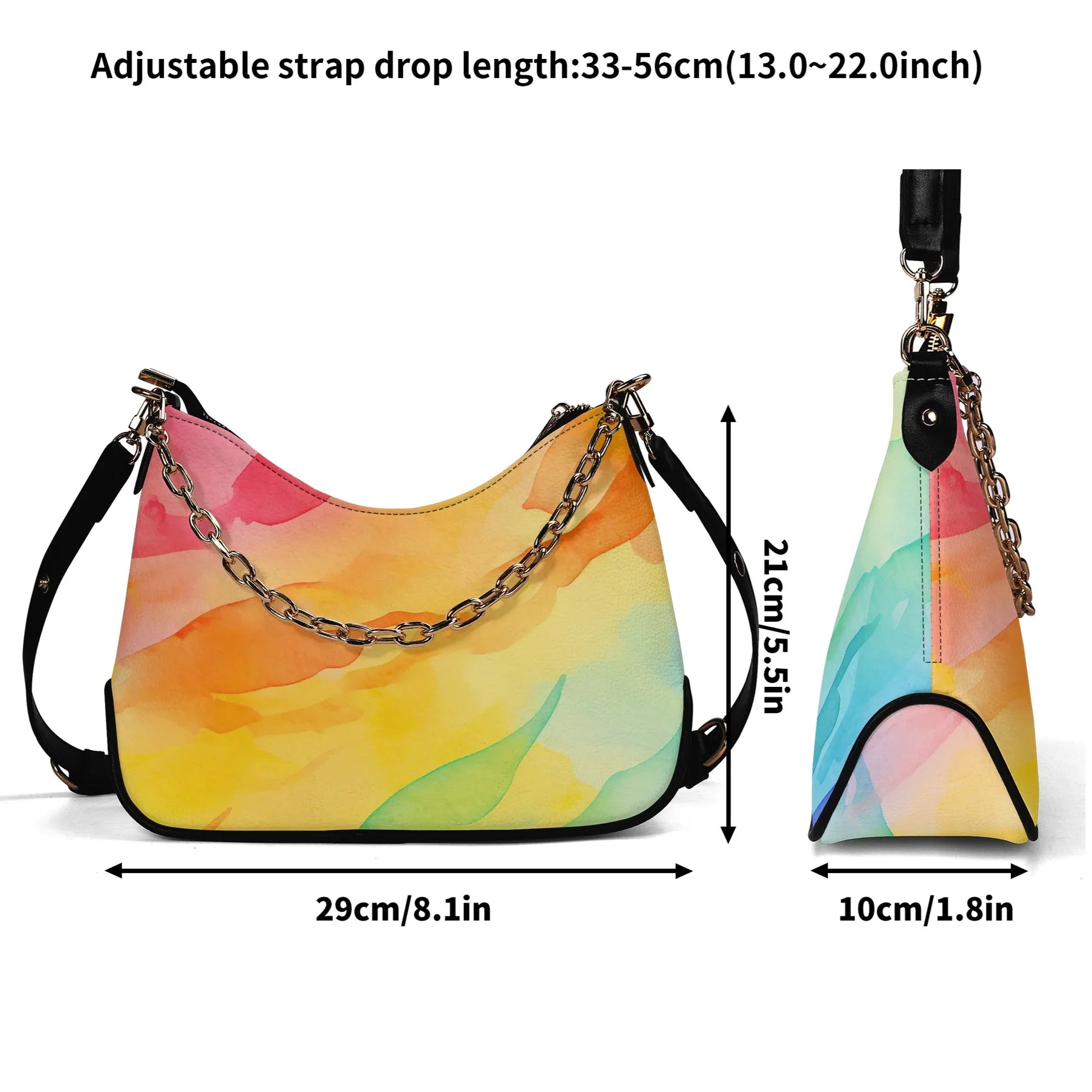 aquarell-regenbogen-elegante-umhangetasche-mit-kette-umhangetasche-jlr-design-7 - JLR Design
