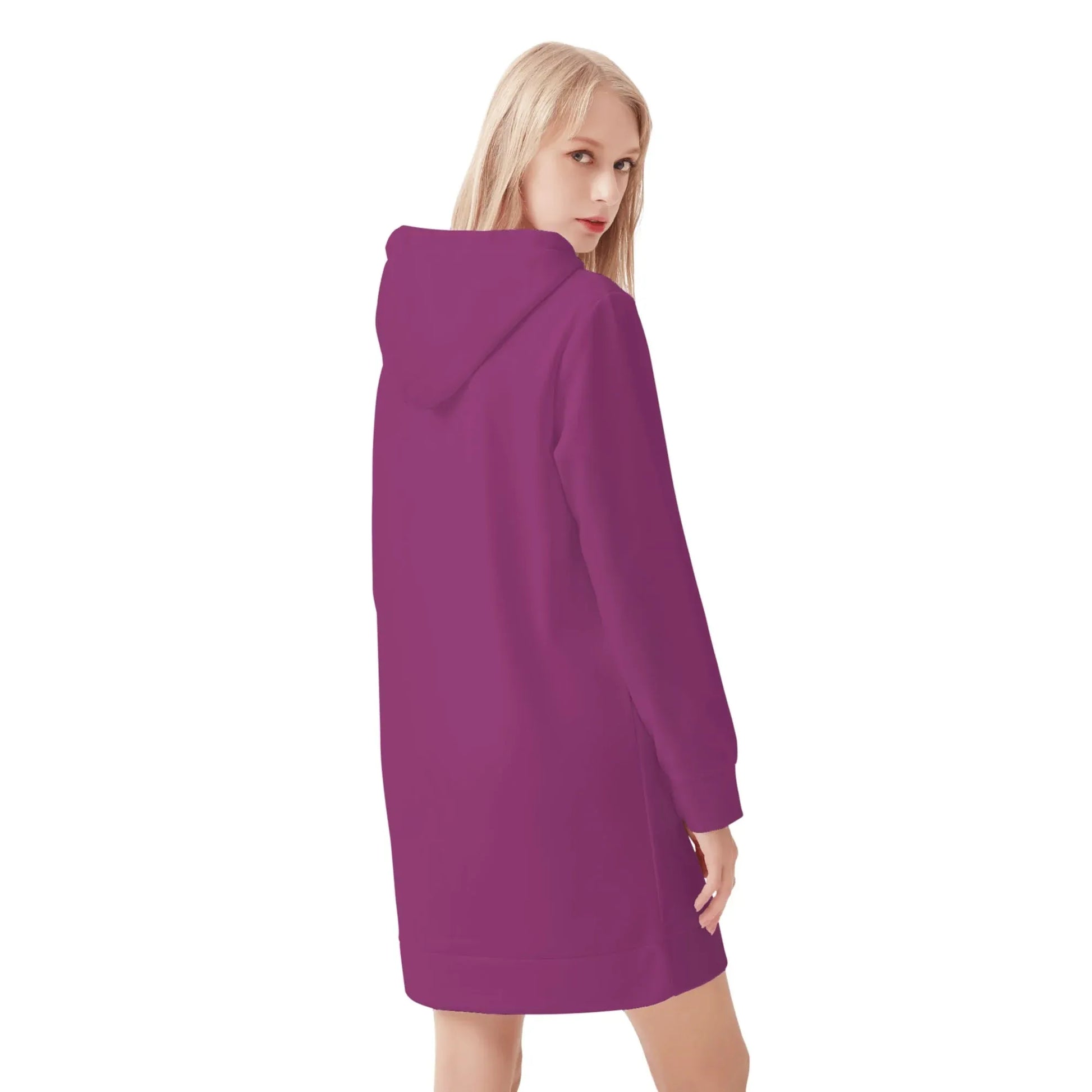 aubergine-damen-hoodiekleid-warmes-velvet-kapuzenkleid-aus-weichem-samt-fleece-hoodiekleid-jlr-design-2 - JLR Design