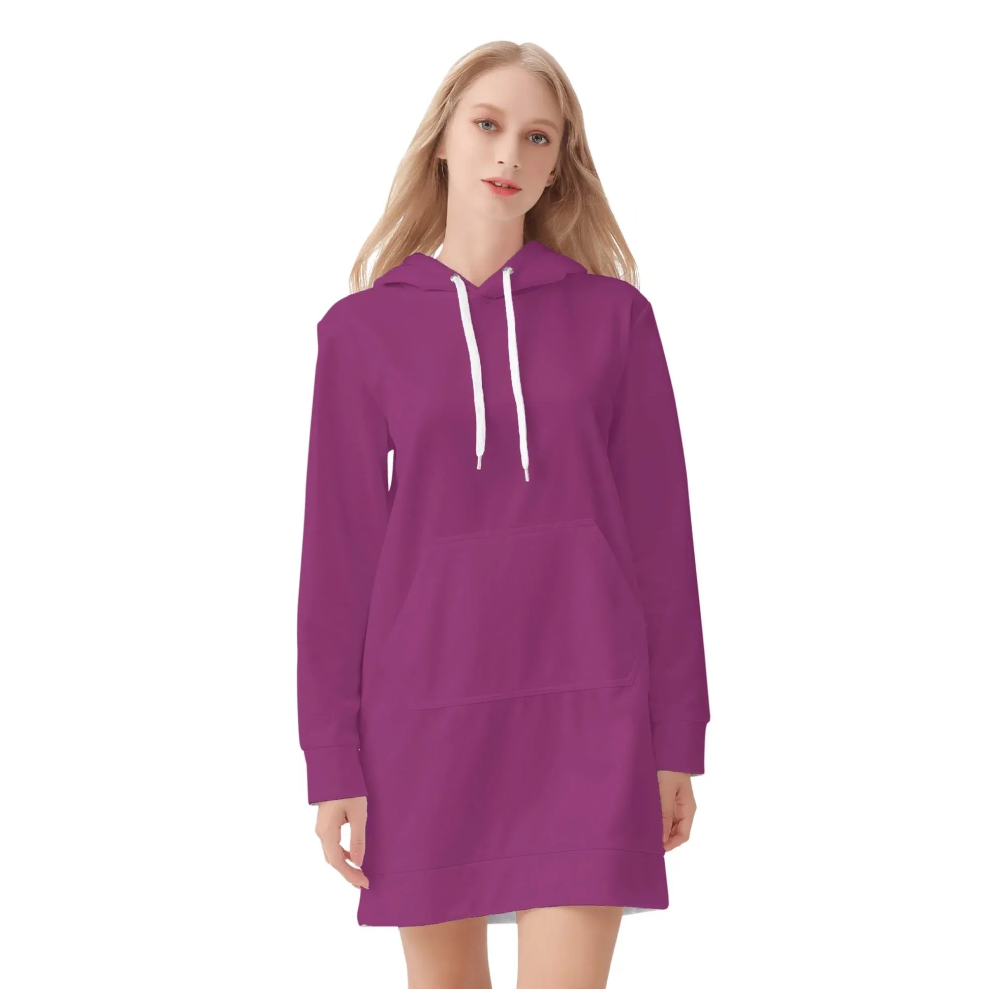 aubergine-damen-hoodiekleid-warmes-velvet-kapuzenkleid-aus-weichem-samt-fleece-hoodiekleid-jlr-design-3 - JLR Design