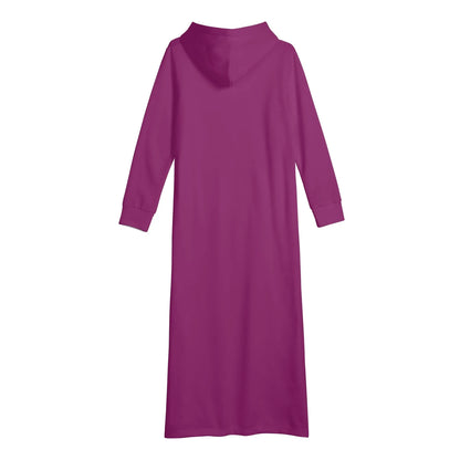aubergine-damen-maxi-hoodiekleid-knochellanges-kapuzenkleid-aus-weich-angerautem-fleece-hoodiekleid-jlr-design-5 - JLR Design