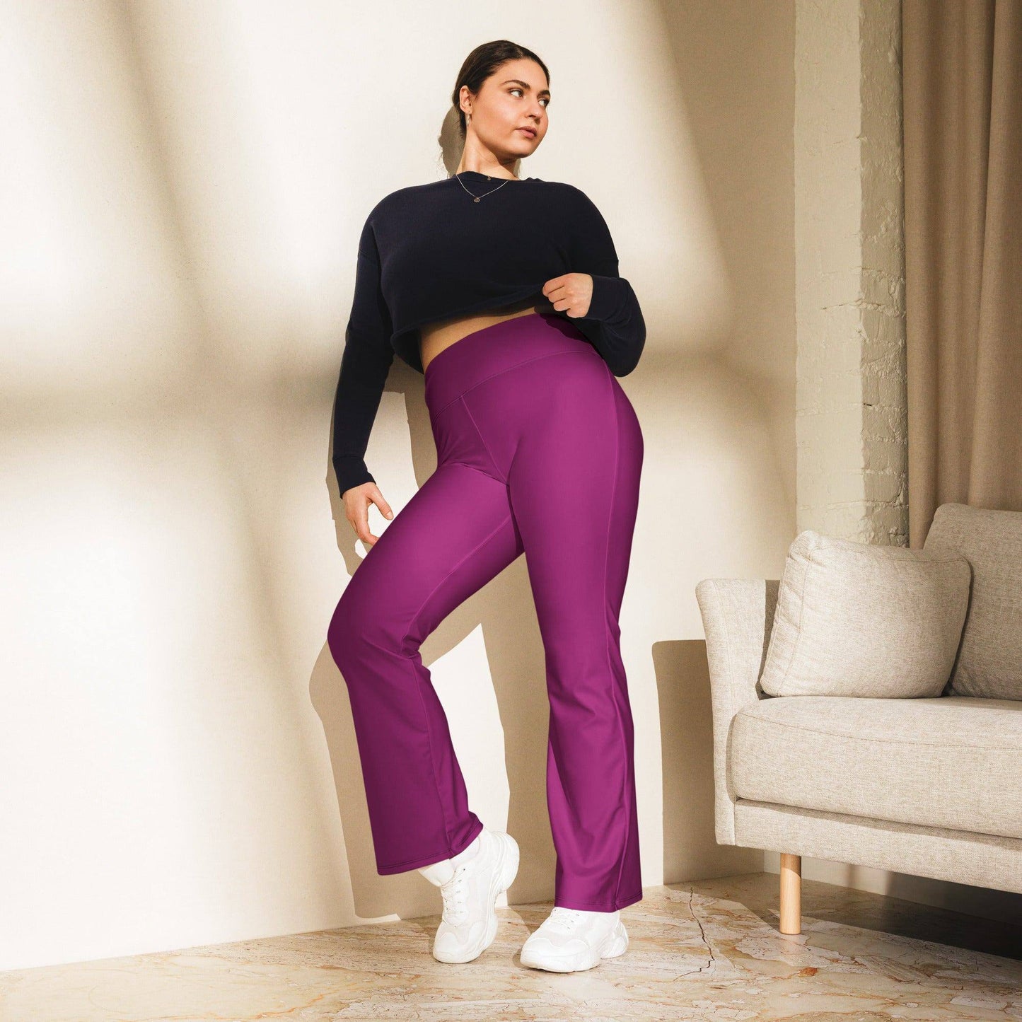 aubergine-high-waist-flare-leggings-flare-leggings-jlr-design-3 - JLR Design