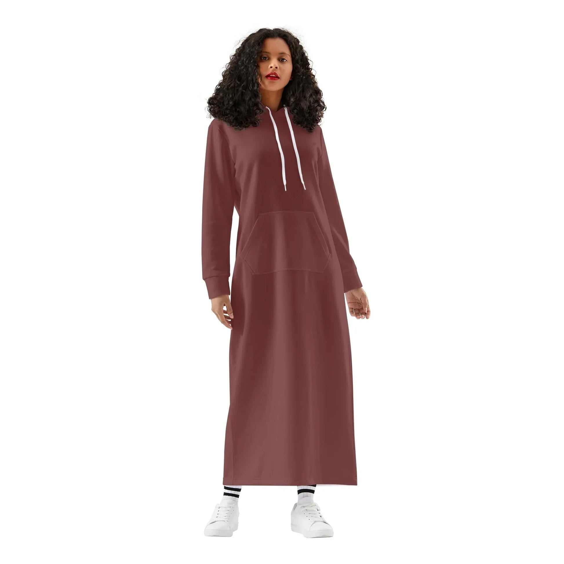 auburn-damen-maxi-hoodiekleid-knochellanges-kapuzenkleid-aus-weich-angerautem-fleece-hoodiekleid-jlr-design-1 - JLR Design