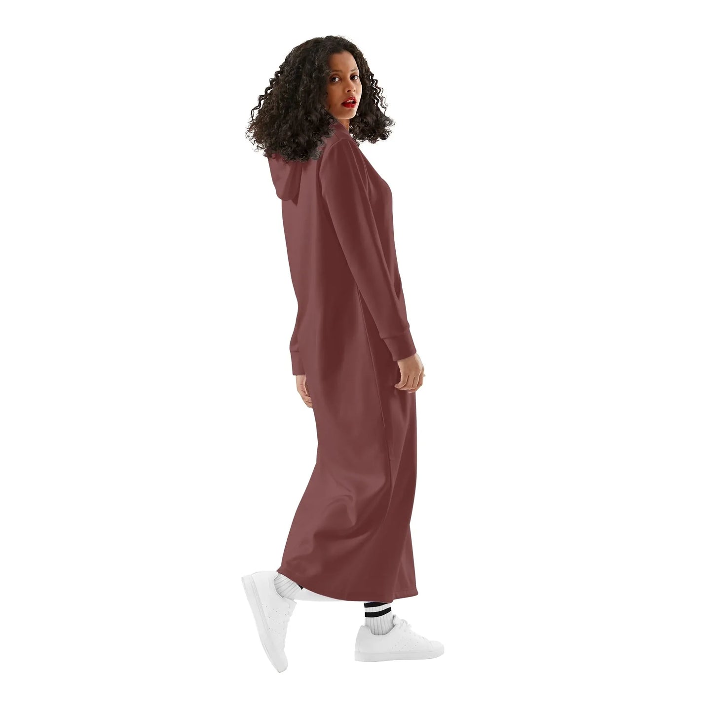 auburn-damen-maxi-hoodiekleid-knochellanges-kapuzenkleid-aus-weich-angerautem-fleece-hoodiekleid-jlr-design-3 - JLR Design