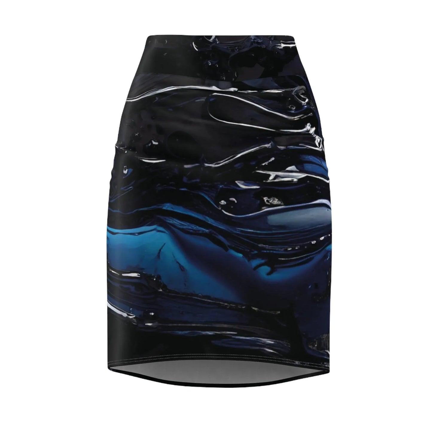 black-blue-liquid-bleistiftrock-fur-damen-eleganter-mid-waist-rock-mit-stretch-komfort-bleistiftrock-jlr-design-2 - JLR Design