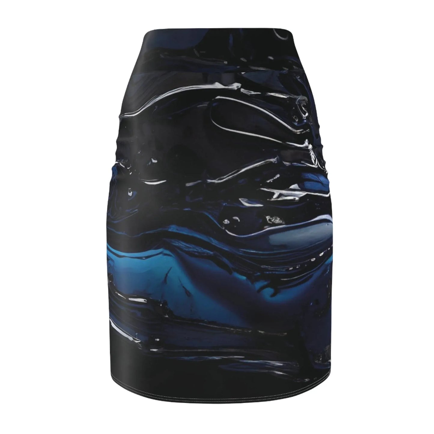 black-blue-liquid-bleistiftrock-fur-damen-eleganter-mid-waist-rock-mit-stretch-komfort-bleistiftrock-jlr-design-3 - JLR Design