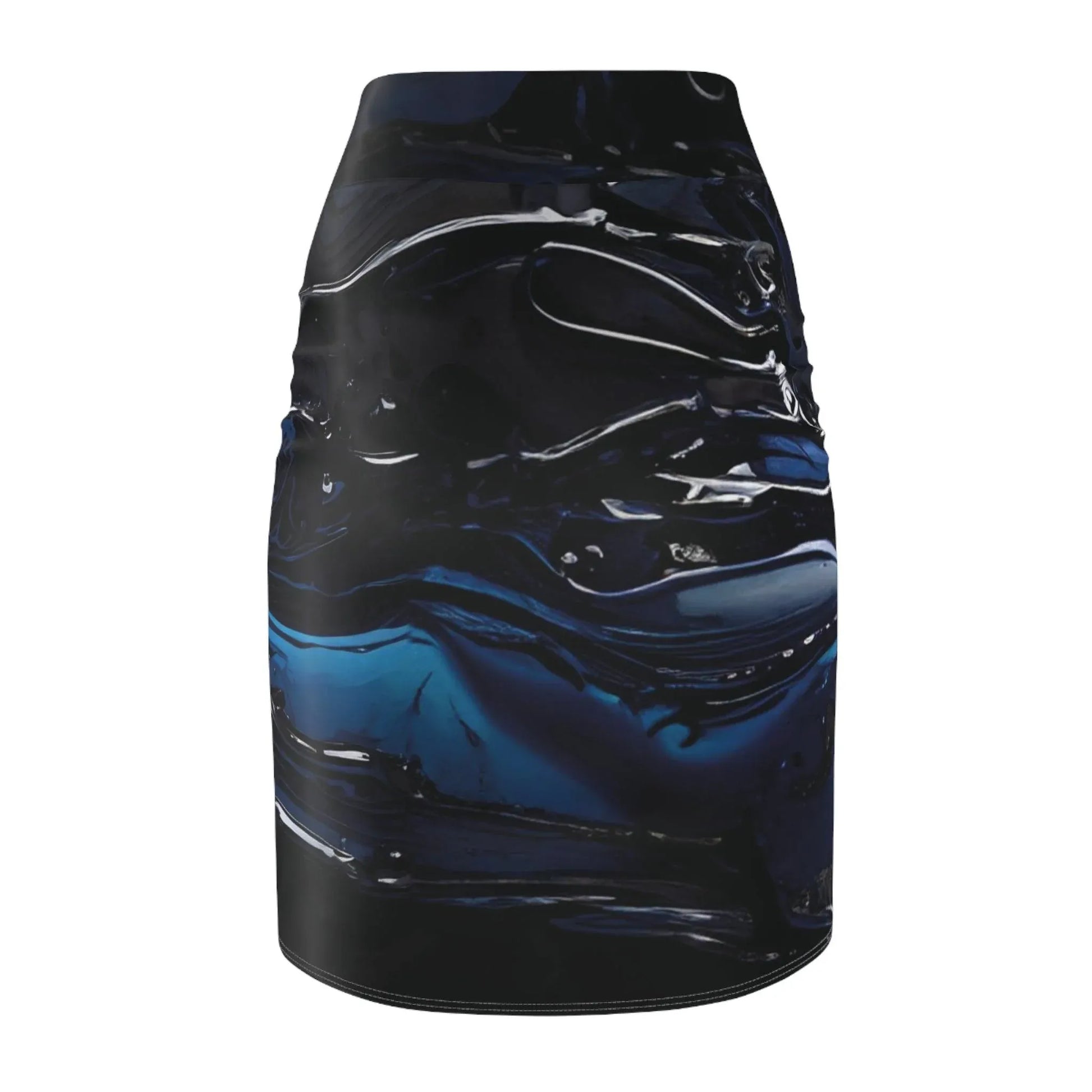 black-blue-liquid-bleistiftrock-fur-damen-eleganter-mid-waist-rock-mit-stretch-komfort-bleistiftrock-jlr-design-3 - JLR Design