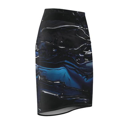 black-blue-liquid-bleistiftrock-fur-damen-eleganter-mid-waist-rock-mit-stretch-komfort-bleistiftrock-jlr-design-4 - JLR Design