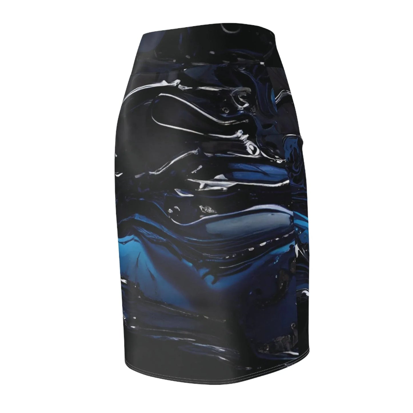 black-blue-liquid-bleistiftrock-fur-damen-eleganter-mid-waist-rock-mit-stretch-komfort-bleistiftrock-jlr-design-5 - JLR Design