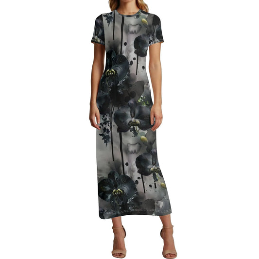 black-garden-short-sleeve-long-dress-long-dress-jlr-design-1 - JLR Design