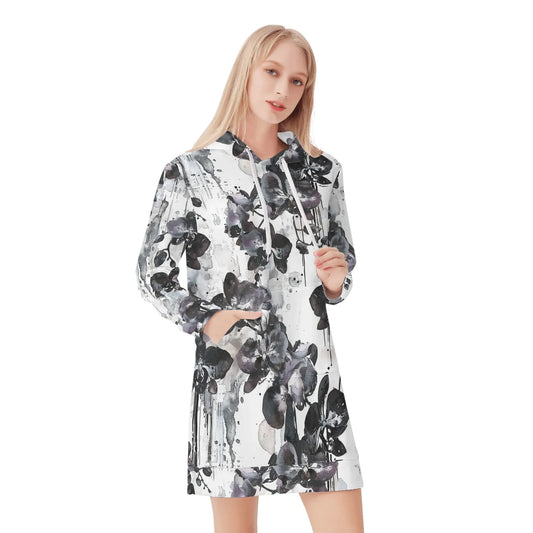 black-orchid-damen-hoodiekleid-warmes-velvet-kapuzenkleid-aus-weichem-samt-fleece-hoodiekleid-jlr-design-1 - JLR Design