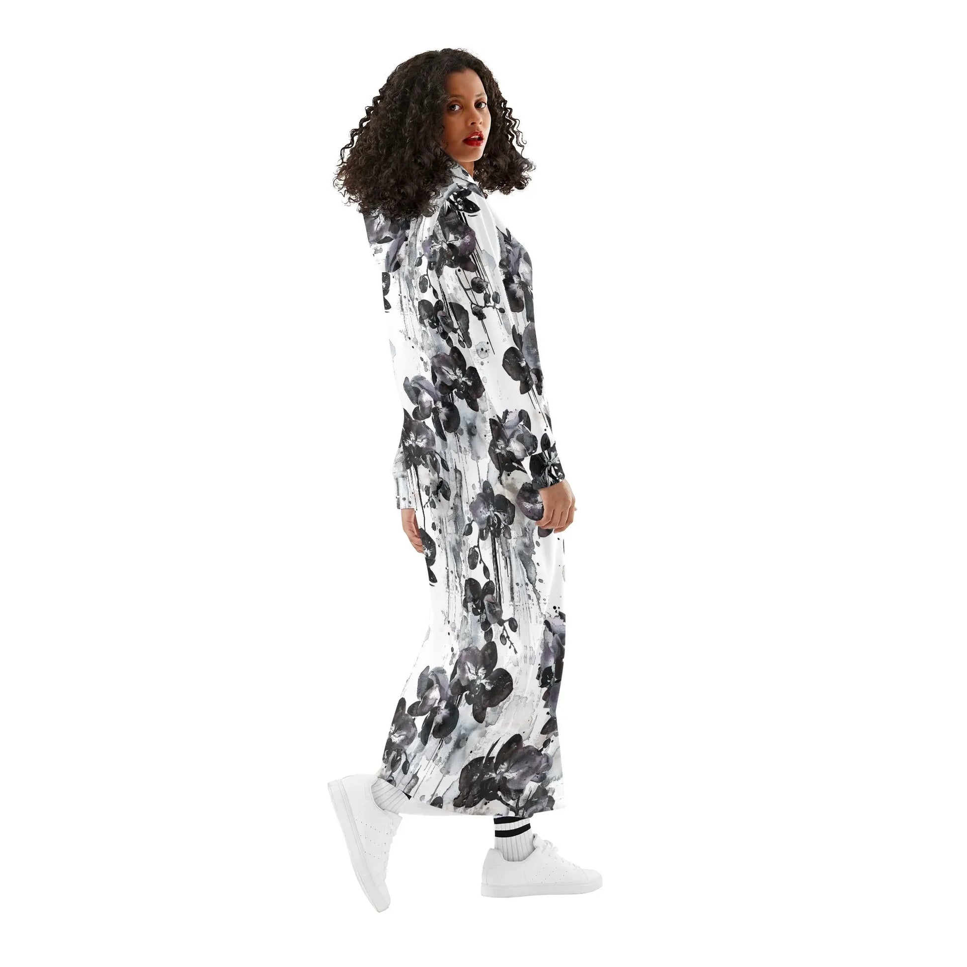 black-orchid-damen-maxi-hoodiekleid-knochellanges-kapuzenkleid-aus-weich-angerautem-fleece-hoodiekleid-jlr-design-3 - JLR Design
