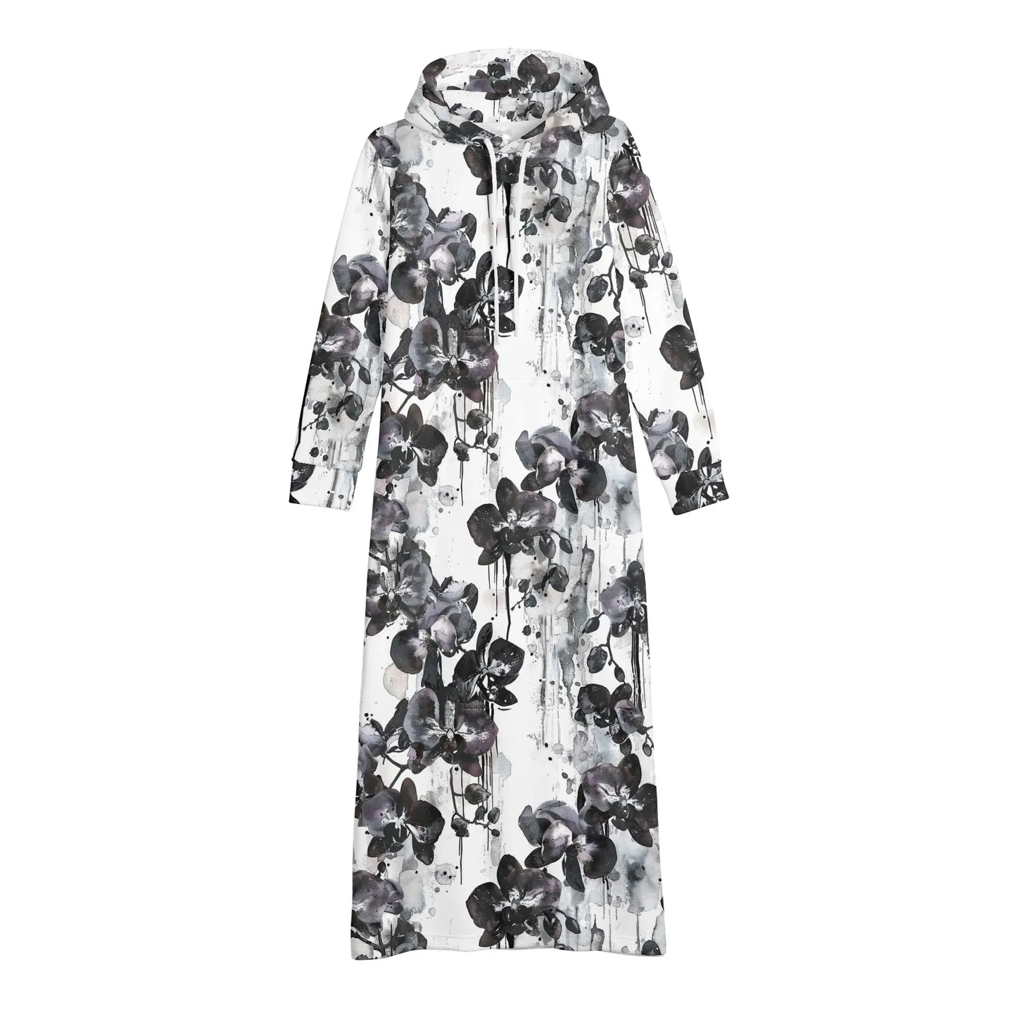 black-orchid-damen-maxi-hoodiekleid-knochellanges-kapuzenkleid-aus-weich-angerautem-fleece-hoodiekleid-jlr-design-4 - JLR Design