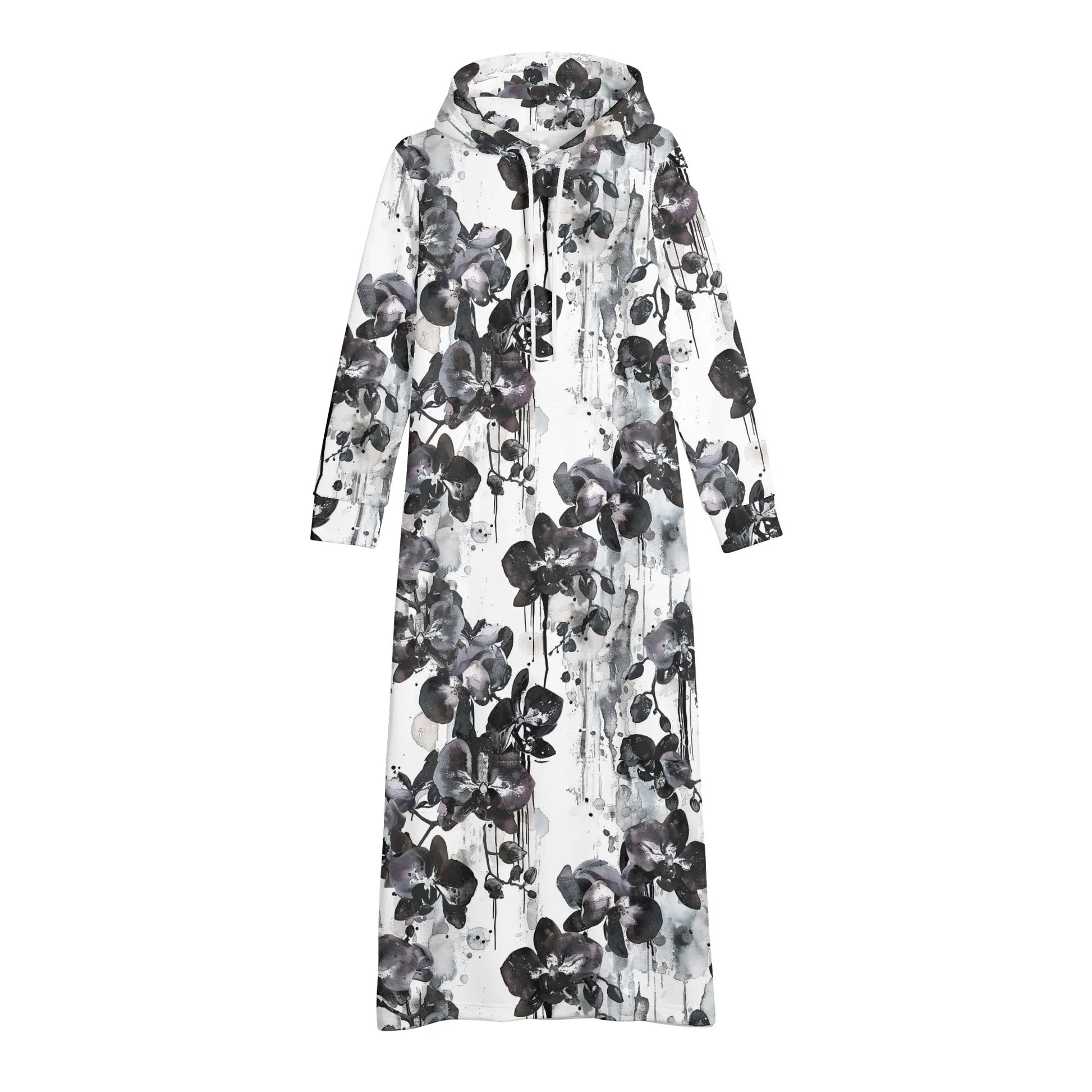black-orchid-damen-maxi-hoodiekleid-knochellanges-kapuzenkleid-aus-weich-angerautem-fleece-hoodiekleid-jlr-design-4 - JLR Design