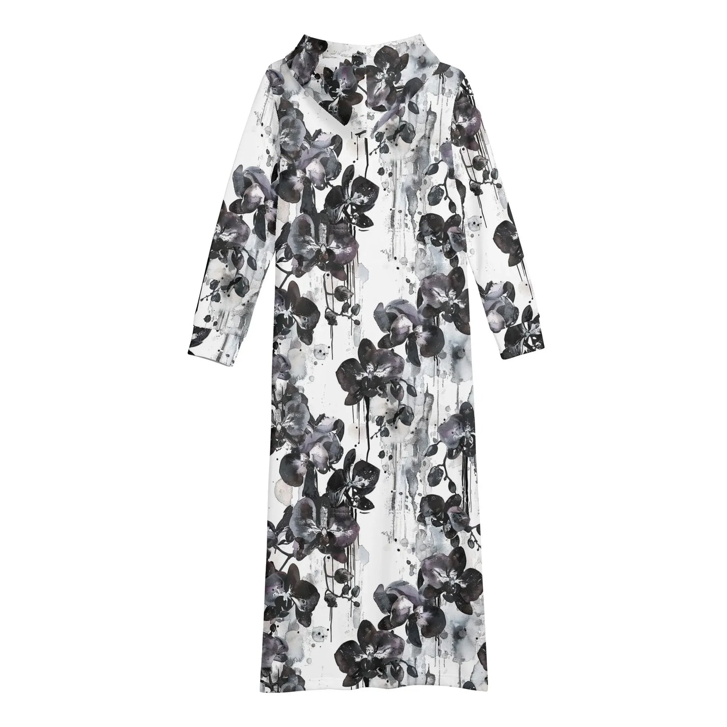 black-orchid-damen-maxi-hoodiekleid-knochellanges-kapuzenkleid-aus-weich-angerautem-fleece-hoodiekleid-jlr-design-5 - JLR Design