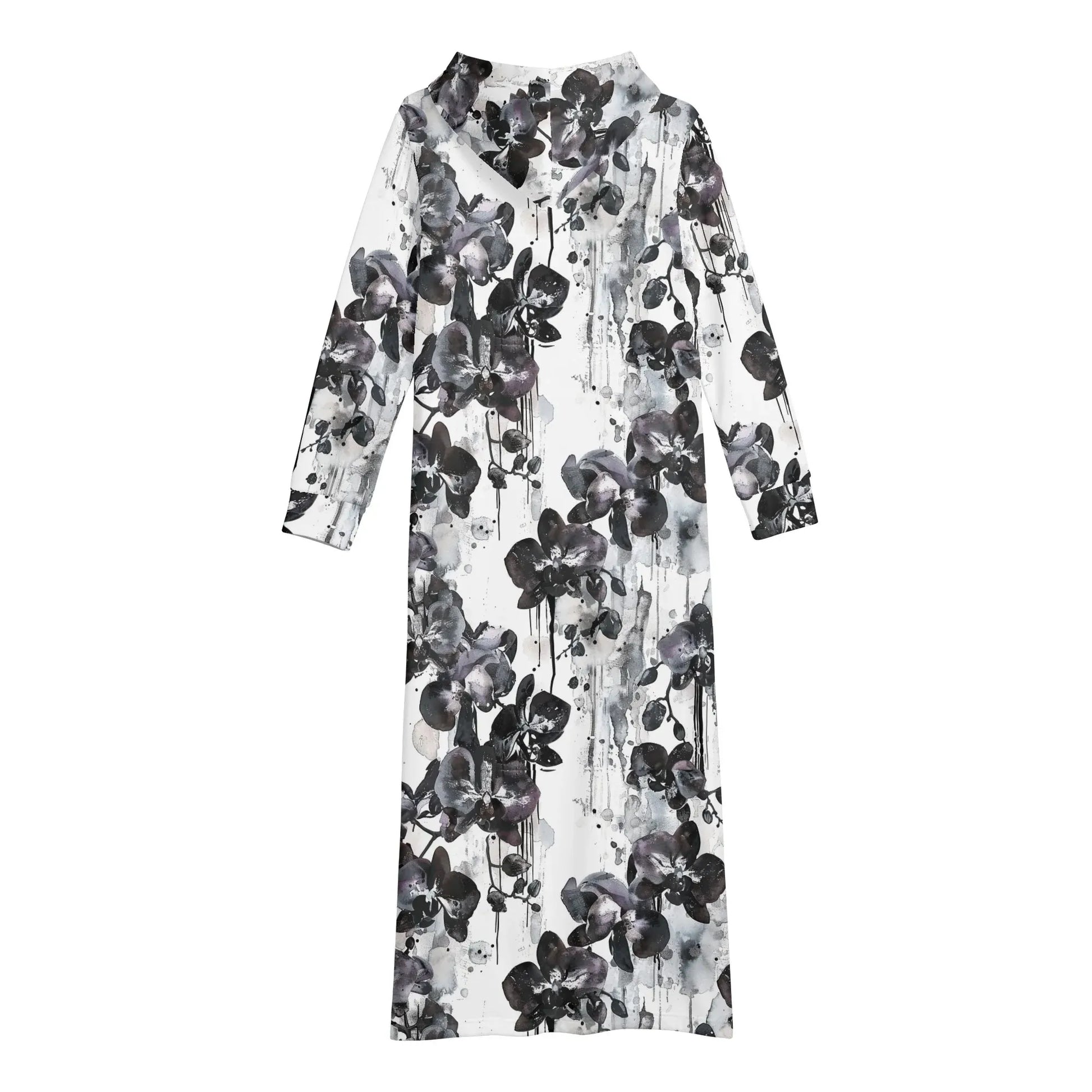 black-orchid-damen-maxi-hoodiekleid-knochellanges-kapuzenkleid-aus-weich-angerautem-fleece-hoodiekleid-jlr-design-5 - JLR Design