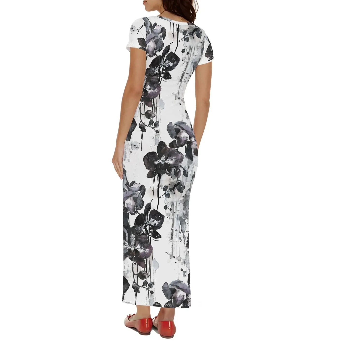 black-orchid-short-sleeve-long-dress-long-dress-jlr-design-2 - JLR Design