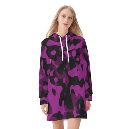 black-pink-camouflage-damen-hoodiekleid-warmes-velvet-kapuzenkleid-aus-weichem-samt-fleece-hoodiekleid-jlr-design-3 - JLR Design