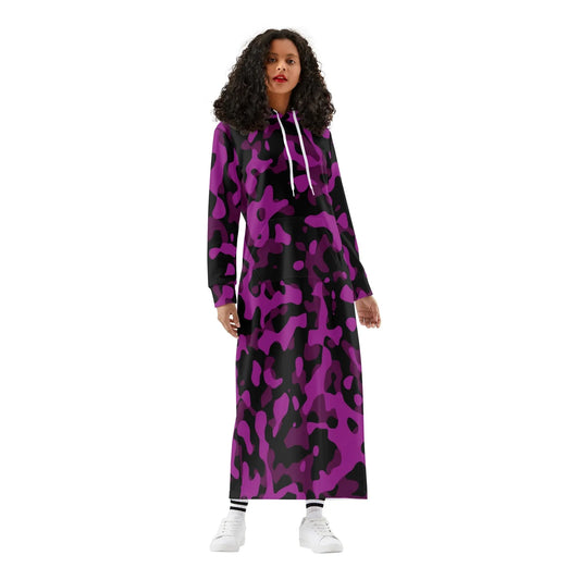 black-pink-camouflage-damen-maxi-hoodiekleid-knochellanges-kapuzenkleid-aus-weich-angerautem-fleece-hoodiekleid-jlr-design-1 - JLR Design