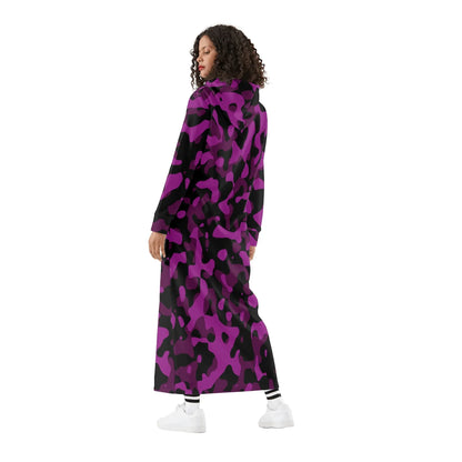 black-pink-camouflage-damen-maxi-hoodiekleid-knochellanges-kapuzenkleid-aus-weich-angerautem-fleece-hoodiekleid-jlr-design-2 - JLR Design