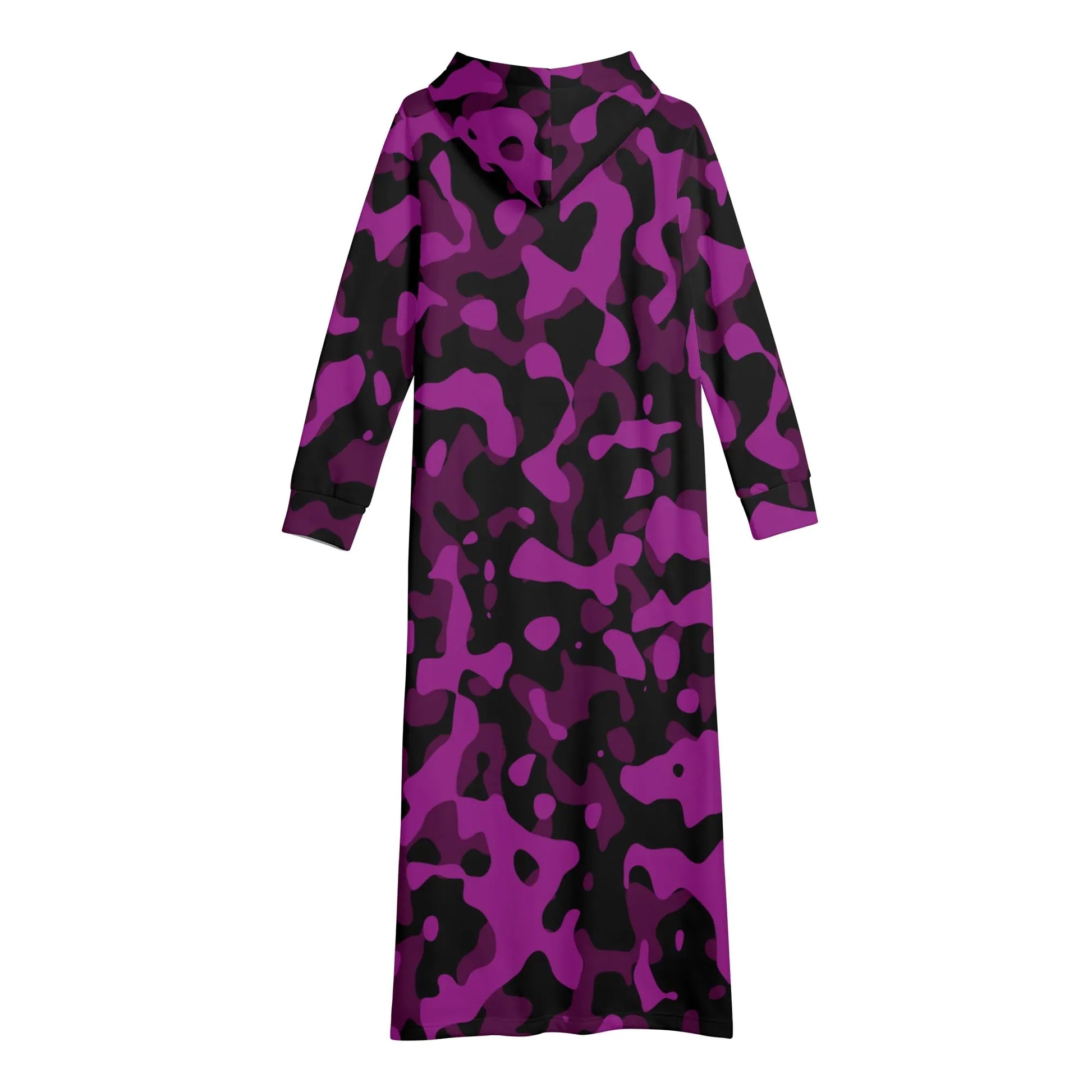 black-pink-camouflage-damen-maxi-hoodiekleid-knochellanges-kapuzenkleid-aus-weich-angerautem-fleece-hoodiekleid-jlr-design-5 - JLR Design