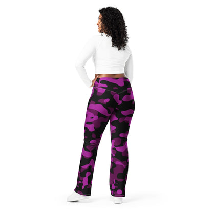 Black Pink Camouflage High Waist Flare Leggings Flare Leggings JLR Design