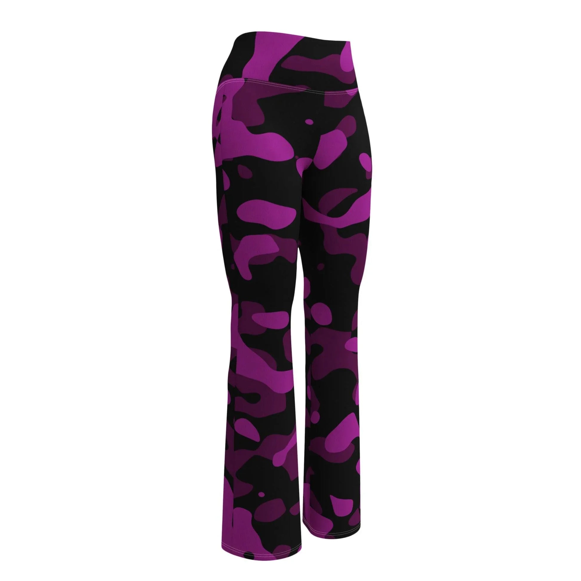 black-pink-camouflage-high-waist-flare-leggings-flare-leggings-jlr-design-11 - JLR Design