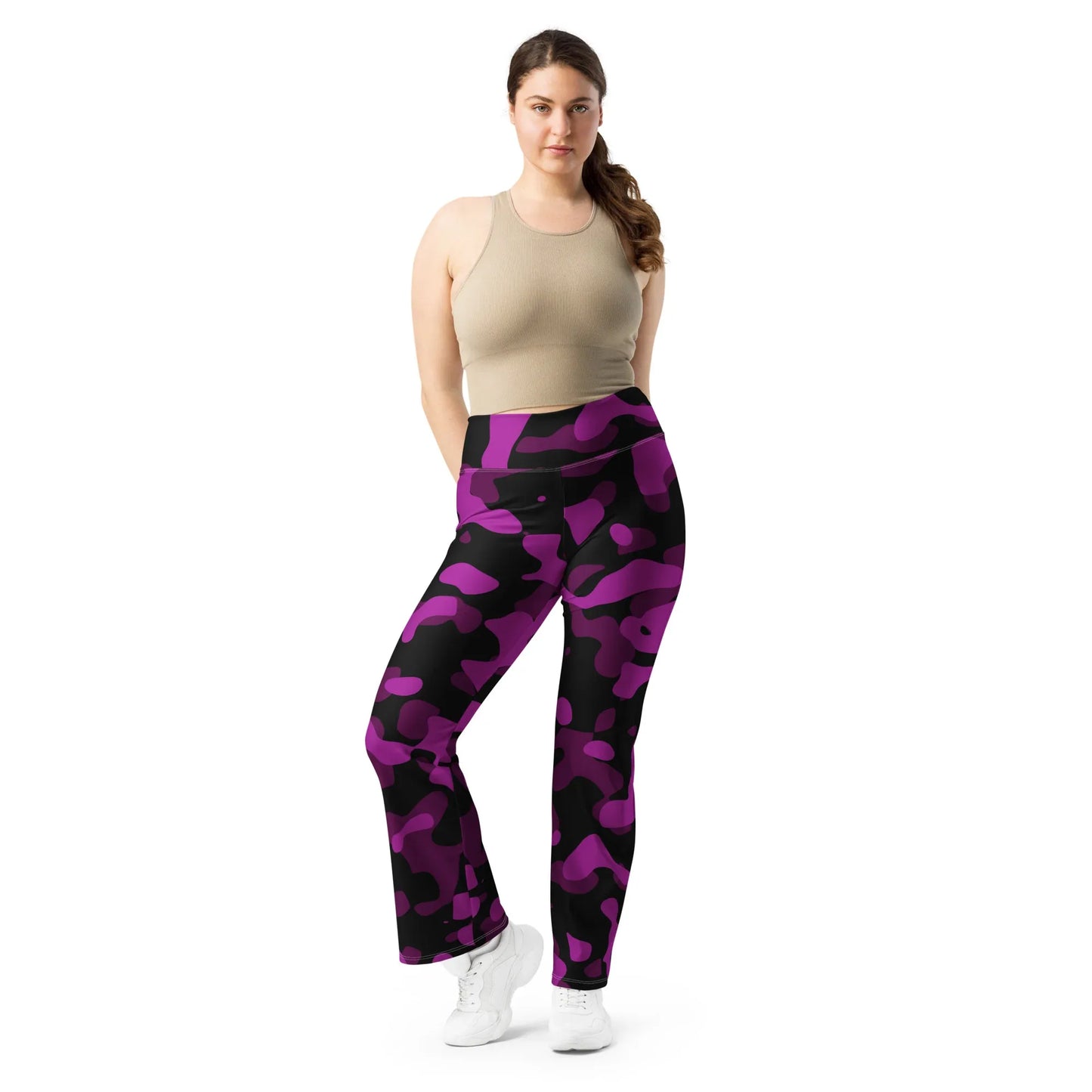 black-pink-camouflage-high-waist-flare-leggings-flare-leggings-jlr-design-4 - JLR Design