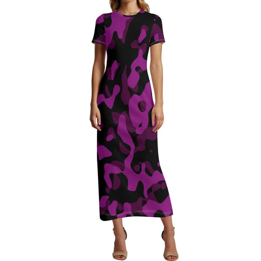 black-pink-camouflage-short-sleeve-long-dress-long-dress-jlr-design-1 - JLR Design