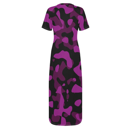 black-pink-camouflage-short-sleeve-long-dress-long-dress-jlr-design-4 - JLR Design