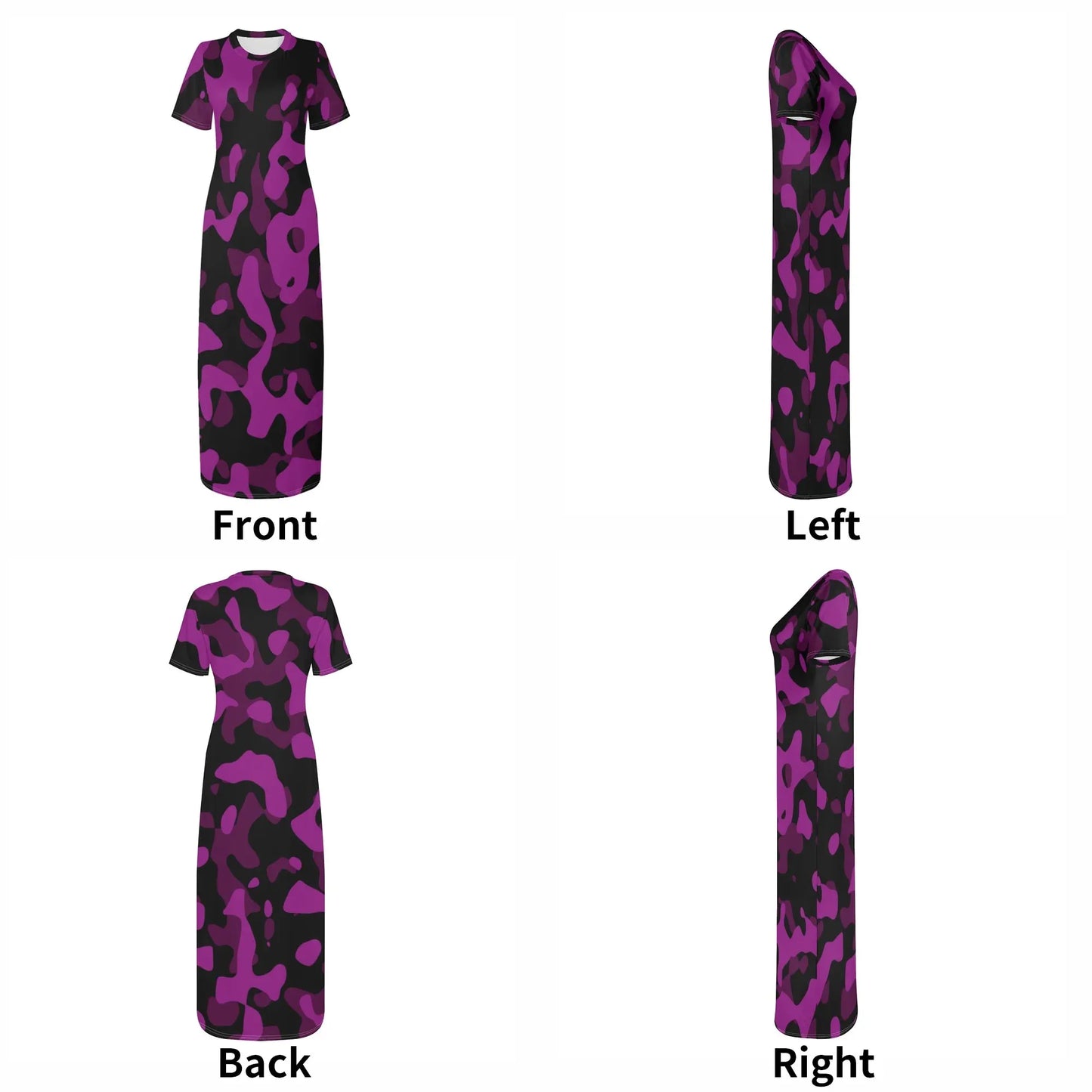 black-pink-camouflage-short-sleeve-long-dress-long-dress-jlr-design-7 - JLR Design