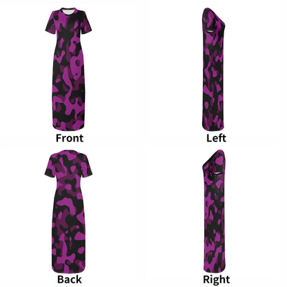black-pink-camouflage-short-sleeve-long-dress-long-dress-jlr-design-7 - JLR Design
