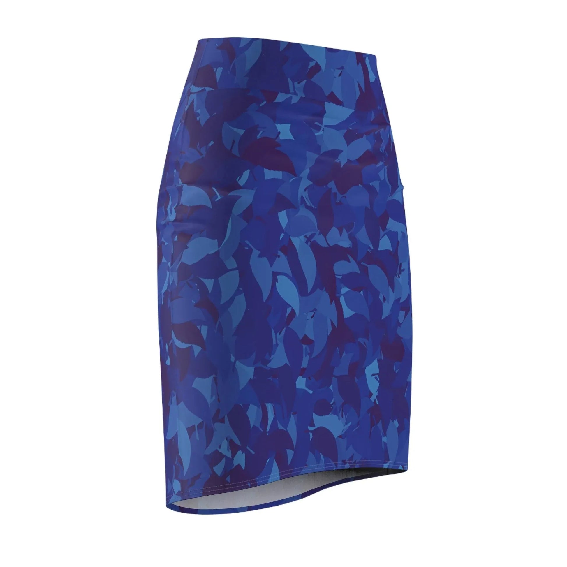 bleistiftrock-fur-damen-mit-blauem-blattmuster-eleganter-mid-waist-rock-mit-stretch-komfort-bleistiftrock-jlr-design-4 - JLR Design