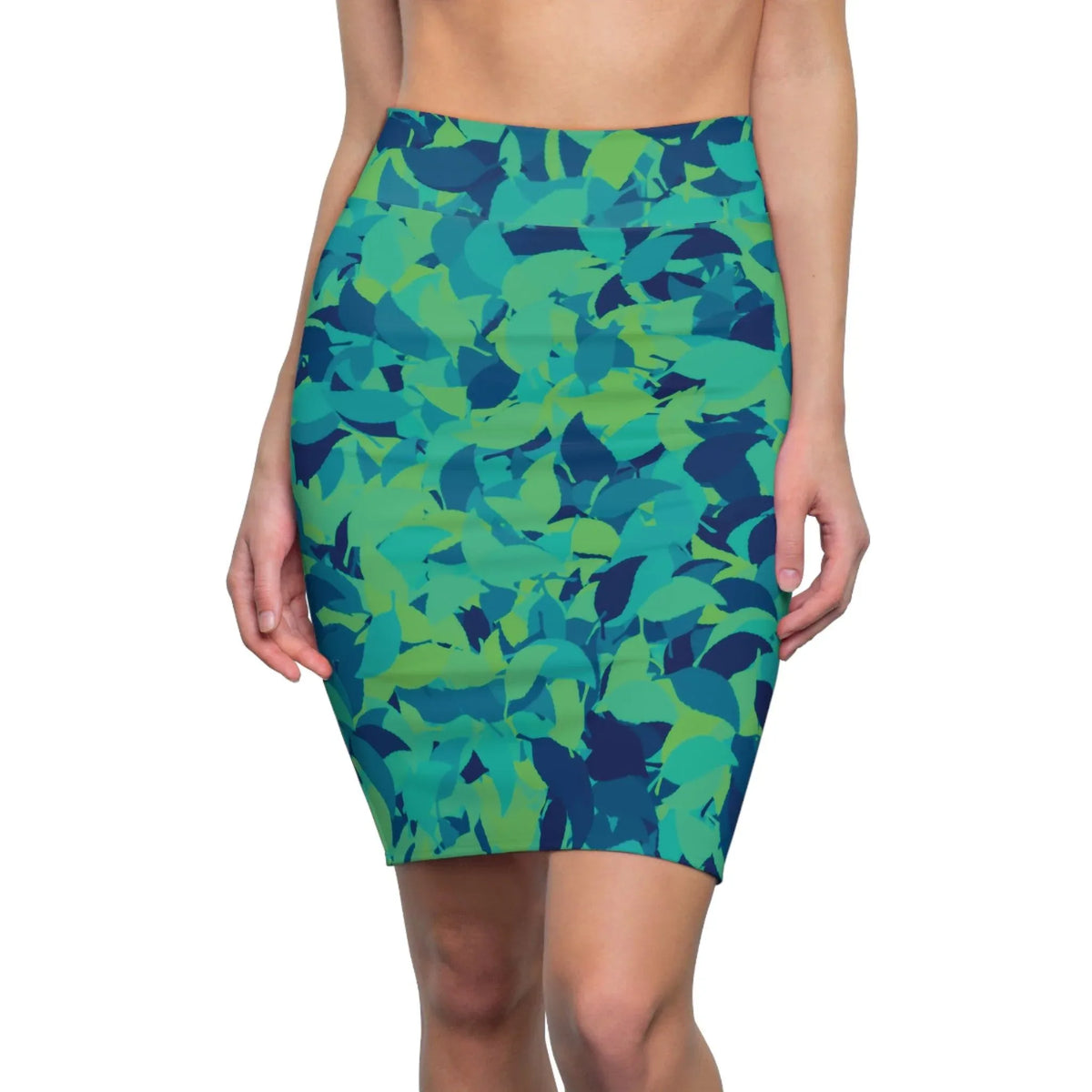 bleistiftrock-fur-damen-mit-dunkelgrunem-blattmuster-eleganter-mid-waist-rock-mit-stretch-komfort-bleistiftrock-jlr-design-jlr-design-de-1 - JLR Design