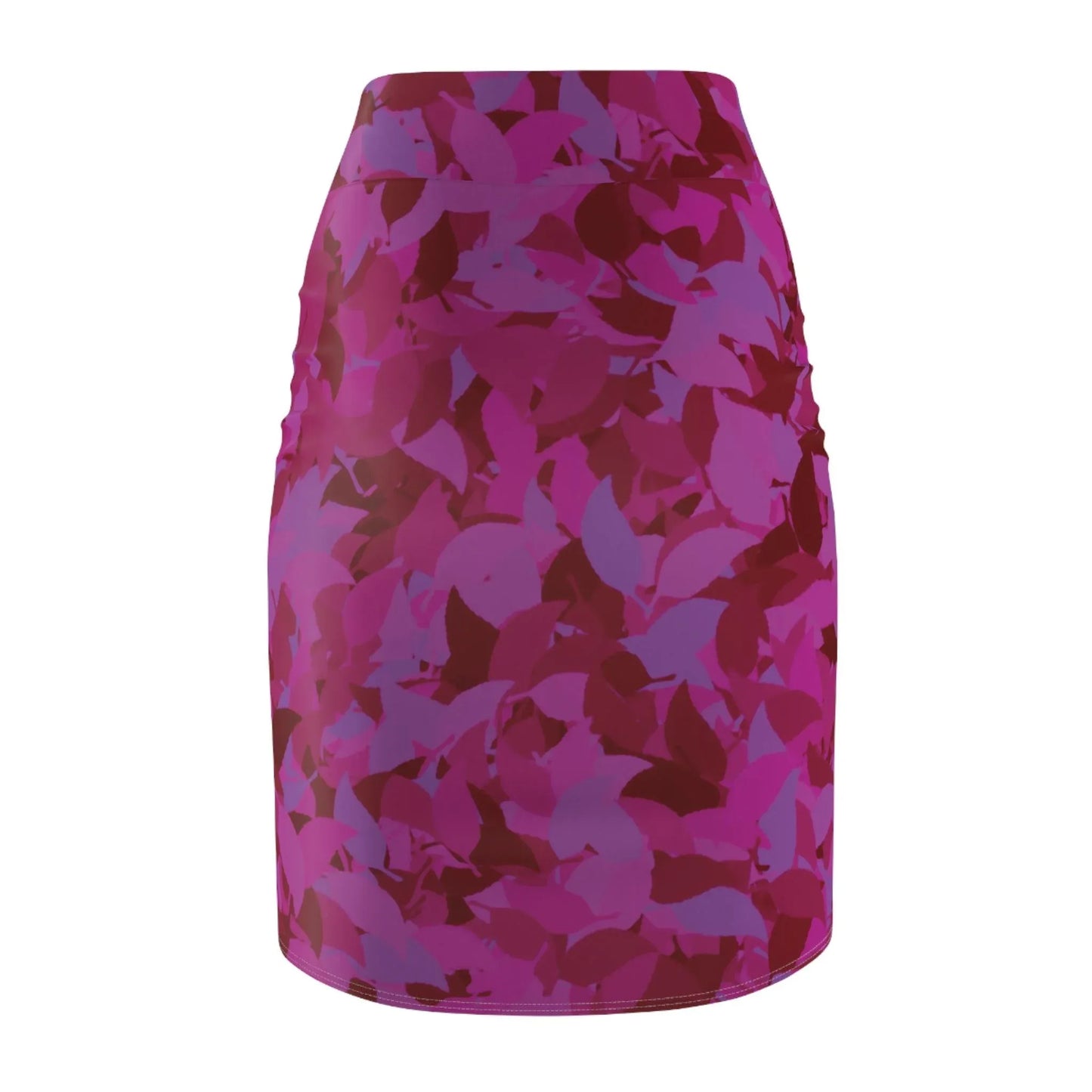 bleistiftrock-fur-damen-mit-pinken-blattmuster-eleganter-mid-waist-rock-mit-stretch-komfort-bleistiftrock-jlr-design-3 - JLR Design