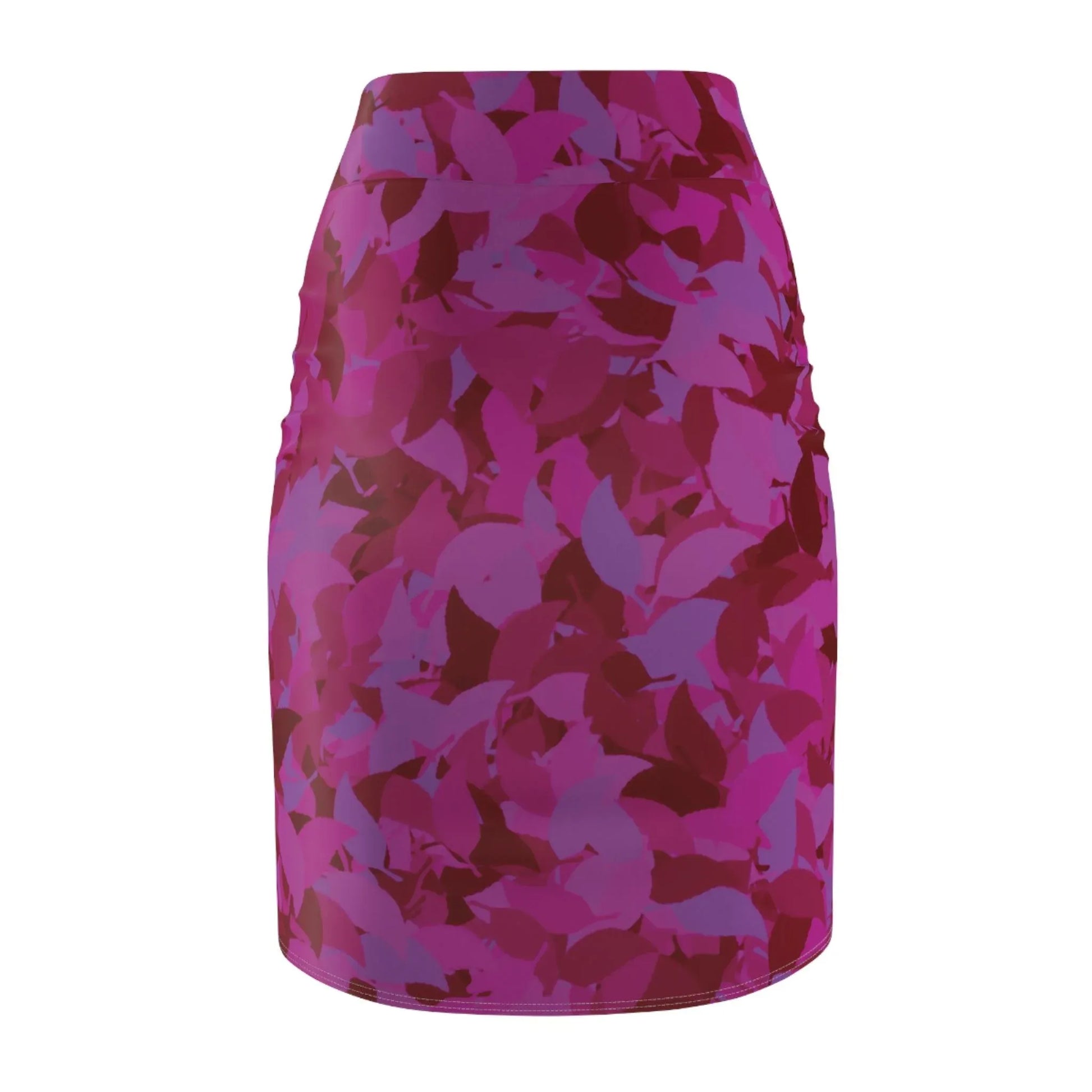 bleistiftrock-fur-damen-mit-pinken-blattmuster-eleganter-mid-waist-rock-mit-stretch-komfort-bleistiftrock-jlr-design-3 - JLR Design