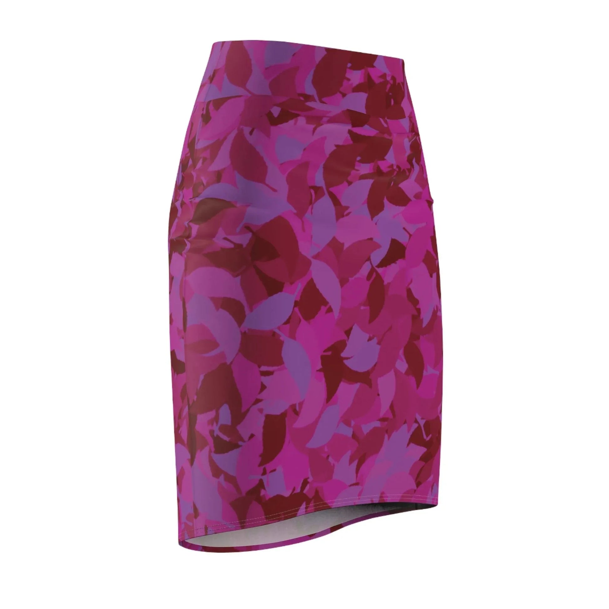 bleistiftrock-fur-damen-mit-pinken-blattmuster-eleganter-mid-waist-rock-mit-stretch-komfort-bleistiftrock-jlr-design-4 - JLR Design