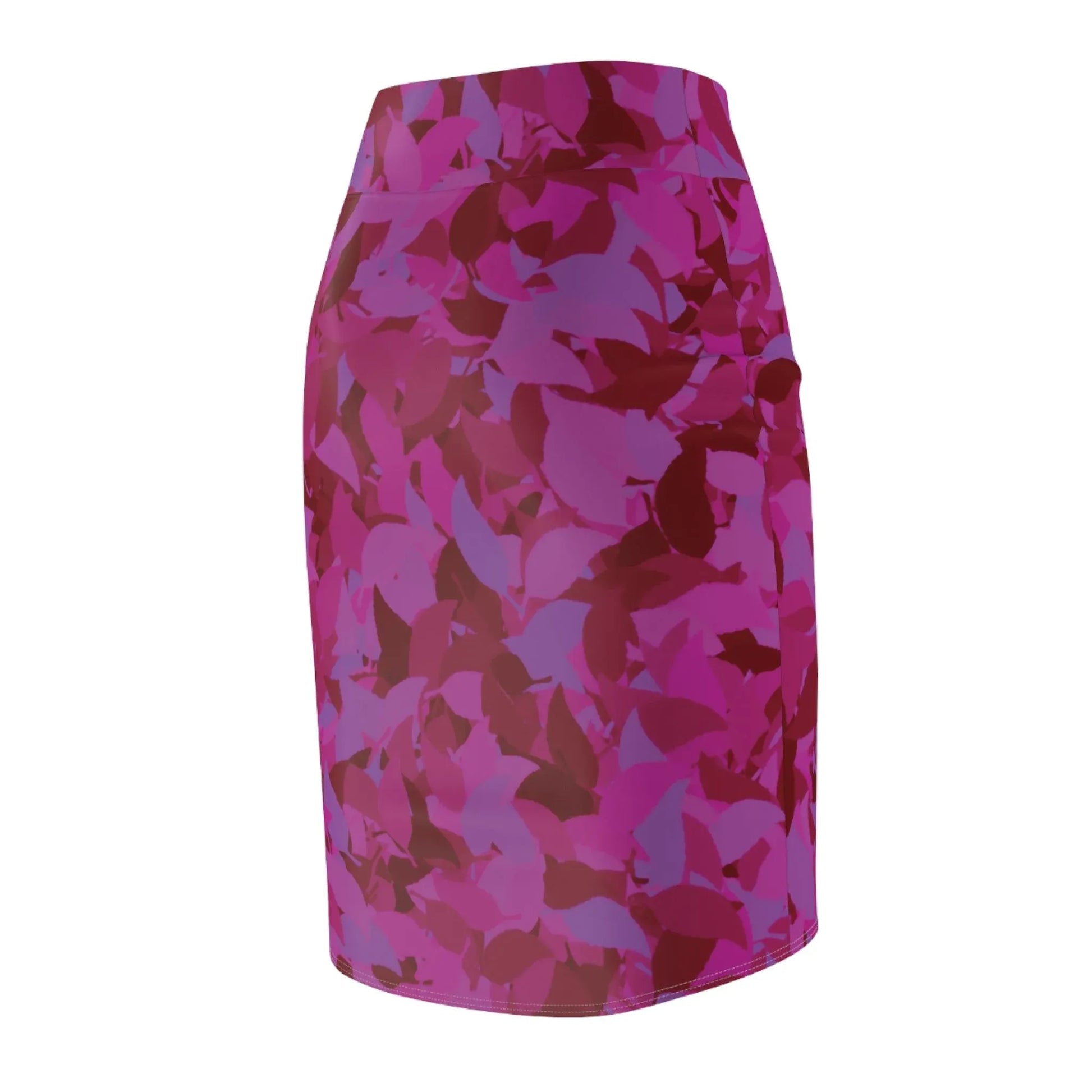bleistiftrock-fur-damen-mit-pinken-blattmuster-eleganter-mid-waist-rock-mit-stretch-komfort-bleistiftrock-jlr-design-5 - JLR Design