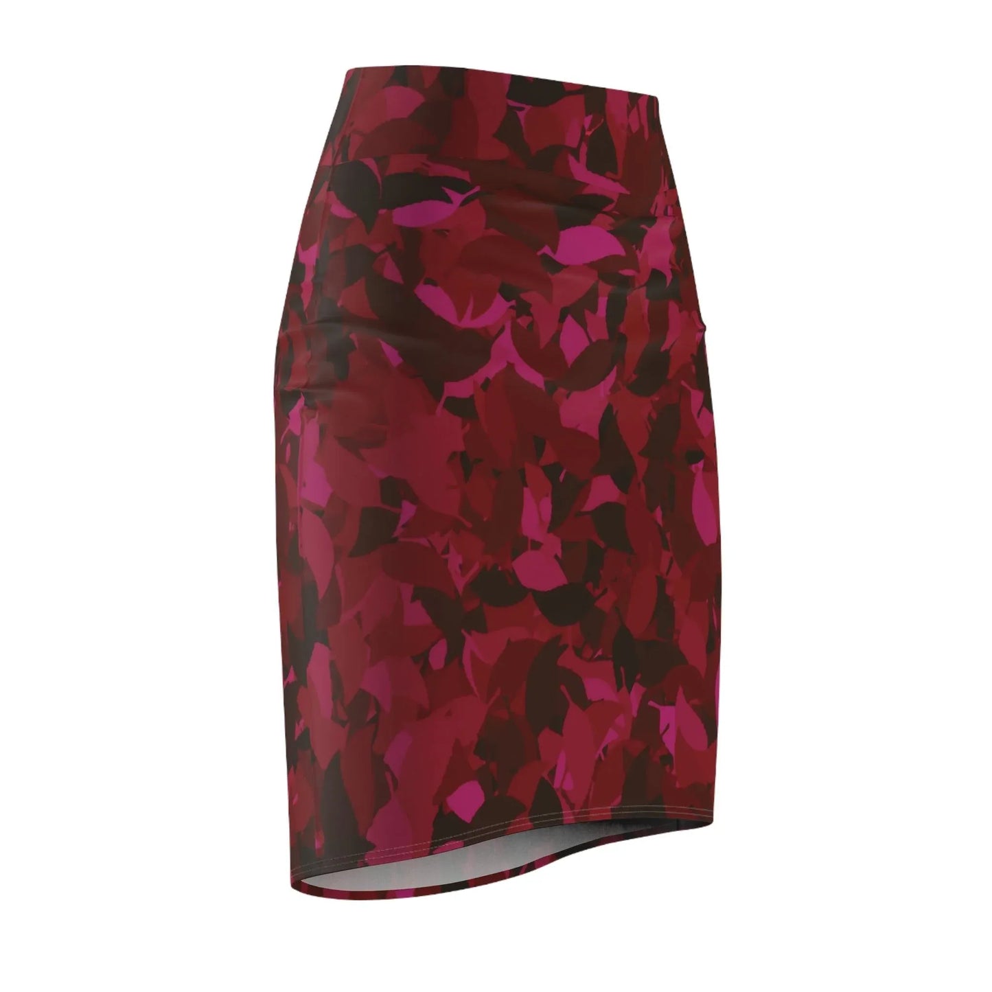 bleistiftrock-fur-damen-mit-rotem-blattmuster-eleganter-mid-waist-rock-mit-stretch-komfort-bleistiftrock-jlr-design-4 - JLR Design