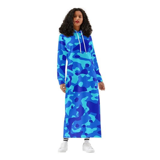 blue-camouflage-damen-maxi-hoodiekleid-knochellanges-kapuzenkleid-aus-weich-angerautem-fleece-hoodiekleid-jlr-design-1 - JLR Design