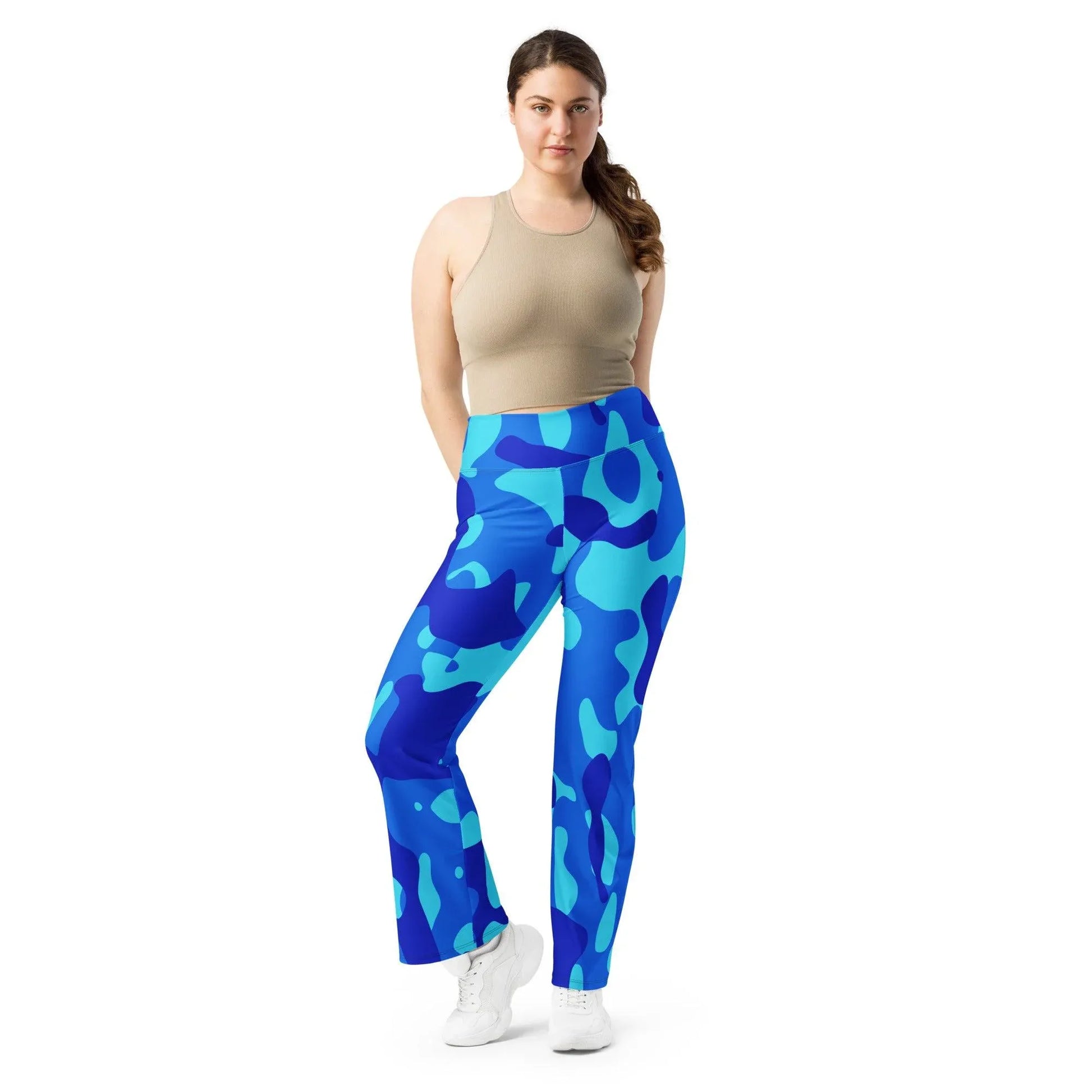 blue-camouflage-high-waist-flare-leggings-flare-leggings-jlr-design-1 - JLR Design