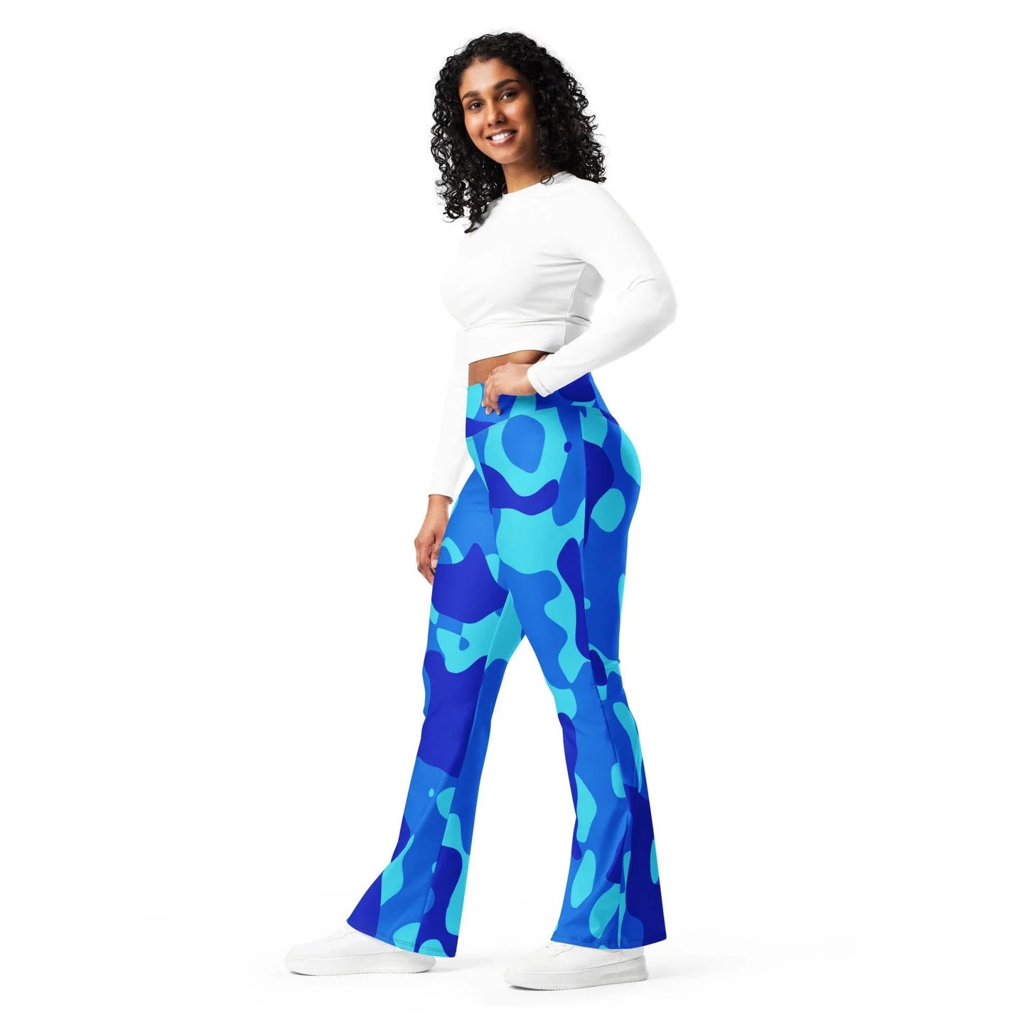 blue-camouflage-high-waist-flare-leggings-flare-leggings-jlr-design-6 - JLR Design